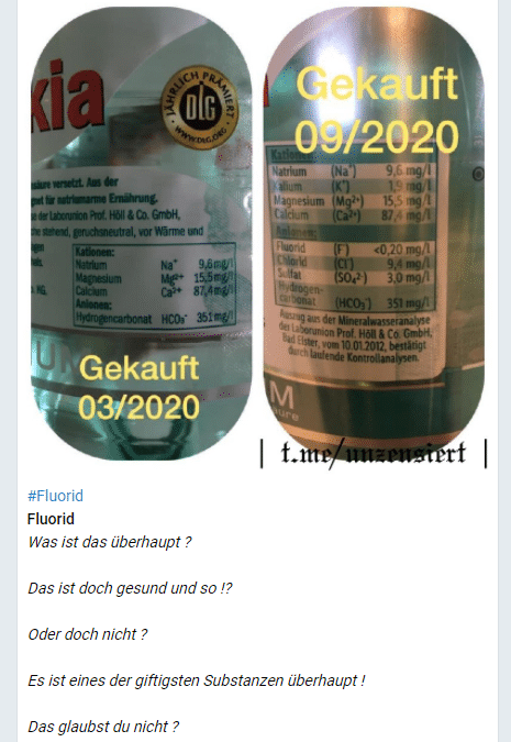 Fluoridgehalt im Lidl-Wasser erhöht? Faktencheck! – mimikama.org Lidl Wasser verändert? Nein!