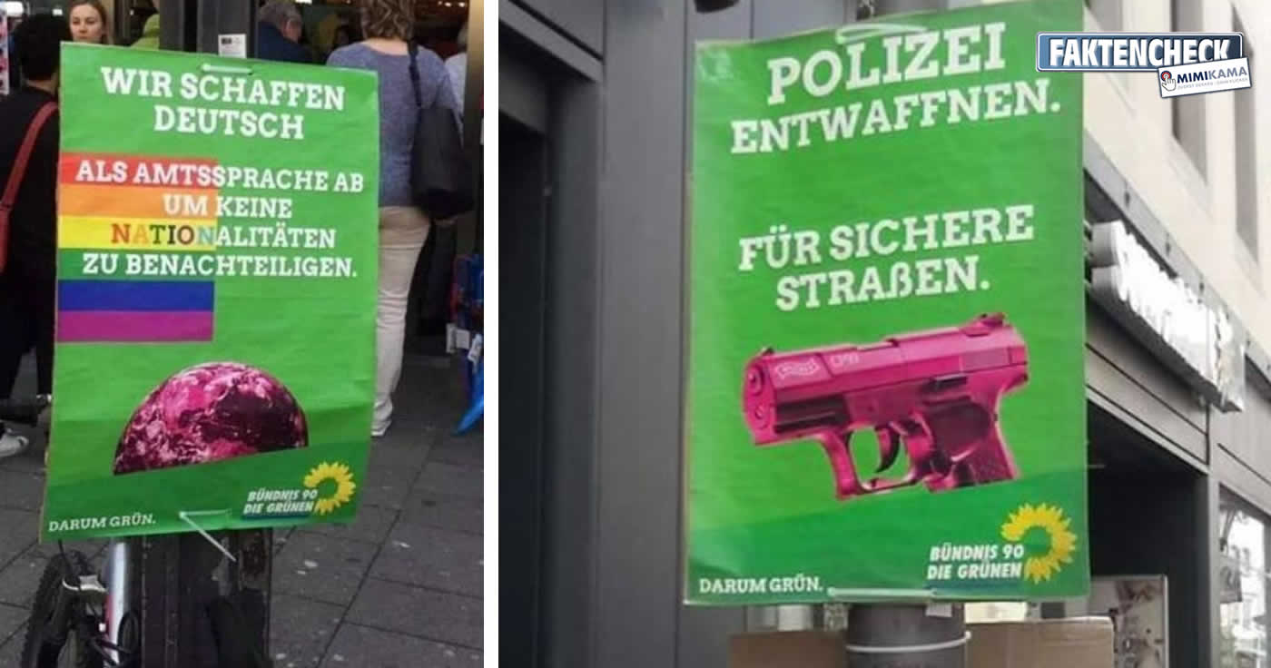 Gefälschte Wahlplakate der Partei Bündnis 90 / Die Grünen