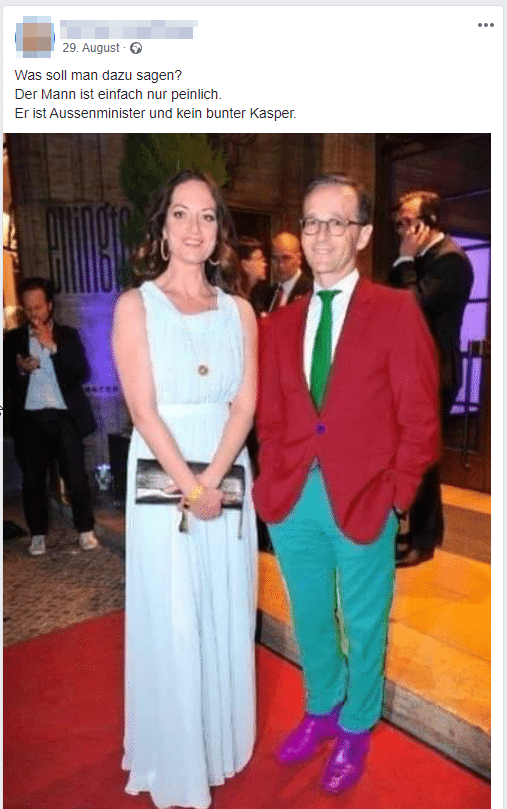 Heiko Maas, der alte Kleider-Kasper?! (Faktencheck) – mimikama.org Heiko Maas in bunt, Hinweis: Die Wiedergabe des Bildes dient zur Auseinandersetzung mit dem Thema.