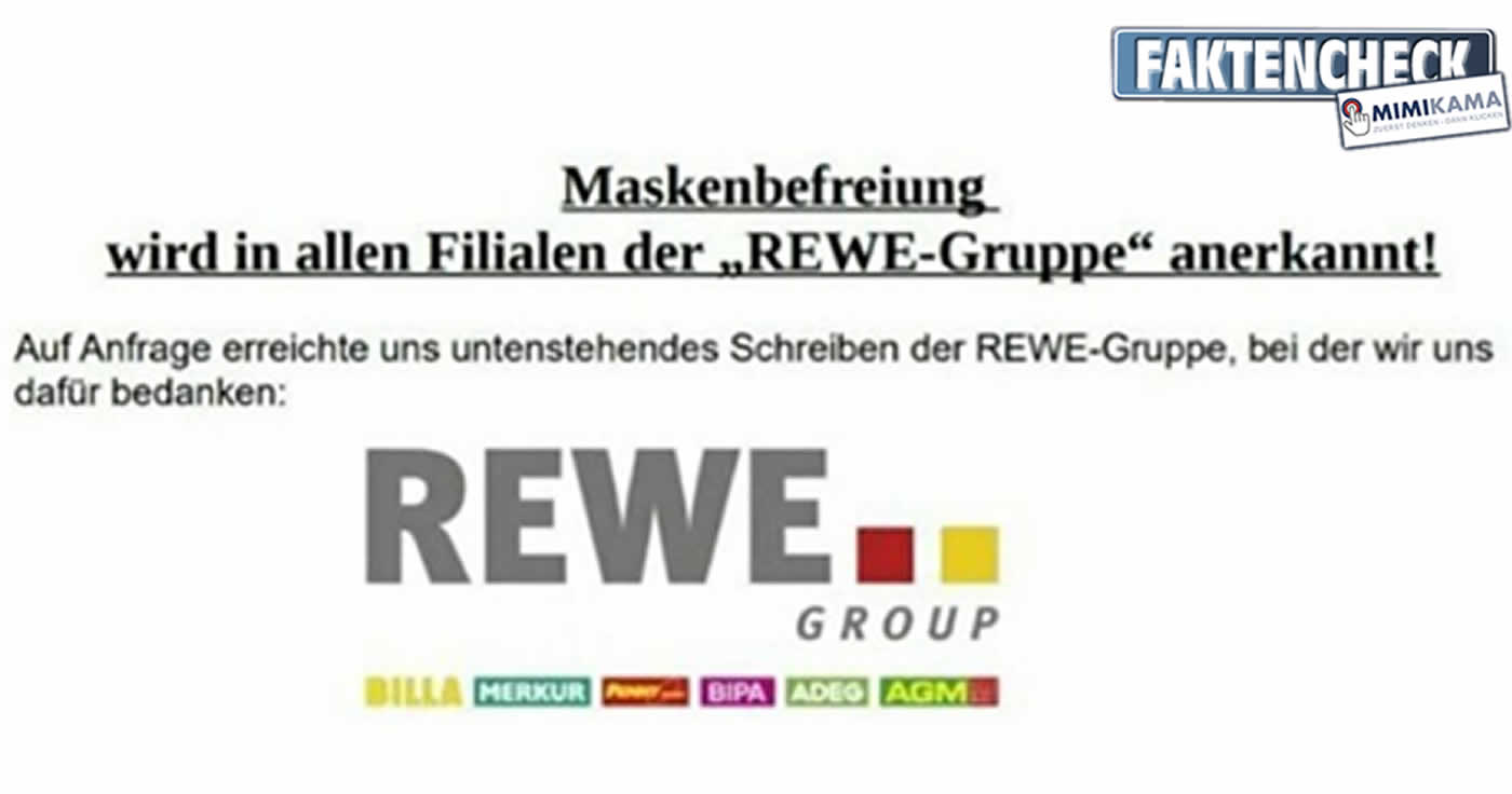 Faktencheck: Maskenbefreiung wird in allen Filialen der "Rewe-Gruppe" anerkannt