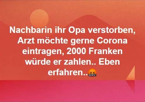 COVID-19 als Todesursache: Ärzte bieten Verbliebenen Geld (Faktencheck) – mimikama.org Screenshot Facebook