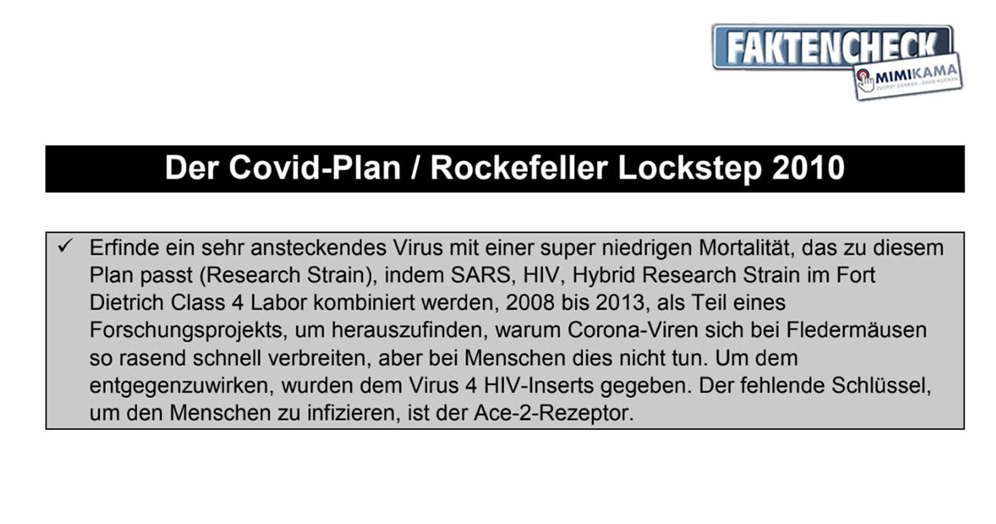 Operation Lockstep - Ein geheimer Rockefeller-Plan für COVID-19? (Faktencheck)