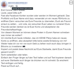 Screenshot des angefragten Statusbeitrags auf Facebook Screenshot des angefragten Statusbeitrags auf Facebook