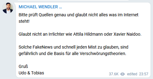 Aufklärung auf dem gefälschten Wendler-Kanal
