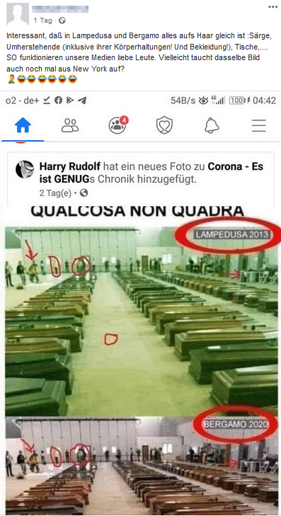 Die gleichen Särge in Lampedusa und Bergamo? Fake! – mimikama.org Die gleichen Särge in Lampedusa und Bergamo?