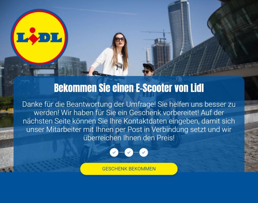 Lidl Gewinnspiel E-Scooter (City-Roller) und 100,- Euro Gutschein – mimikama.org