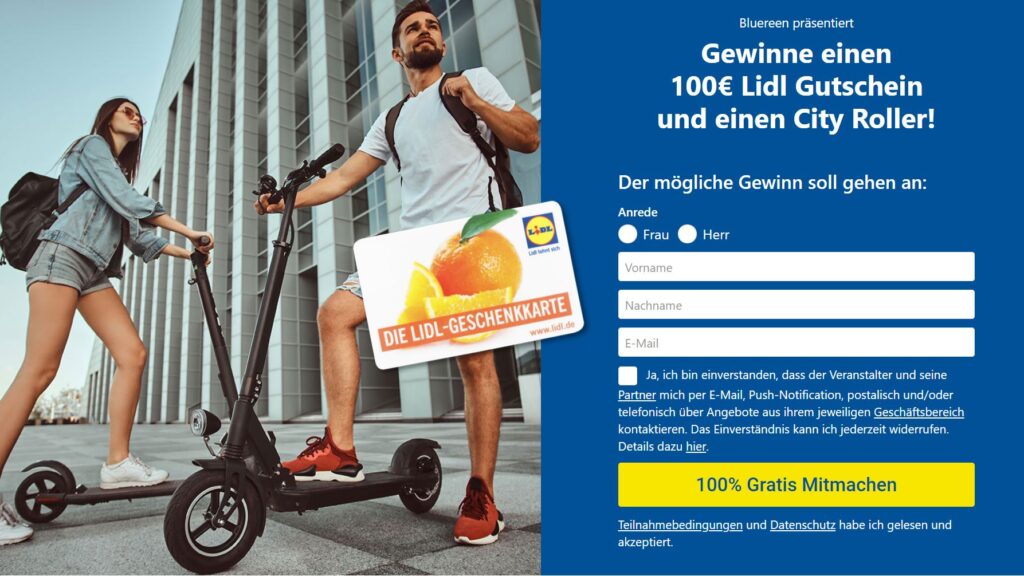 Lidl Gewinnspiel E-Scooter (City-Roller) und 100,- Euro Gutschein – mimikama.org