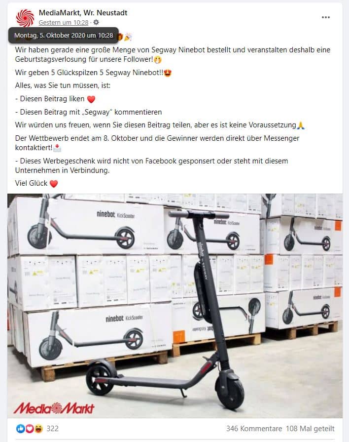 Ein Segway via Facebook gewinnen? Vorsicht bei Gewinnversprechen! – mimikama.org