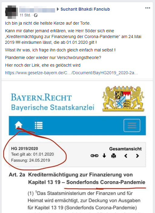 Gesetz in Bayern: Corona-Pandemie seit Mai 2019 geplant? Nein! – mimikama.org Gesetz in Bayern: Corona seit Mai 2019 bekannt? Nein!