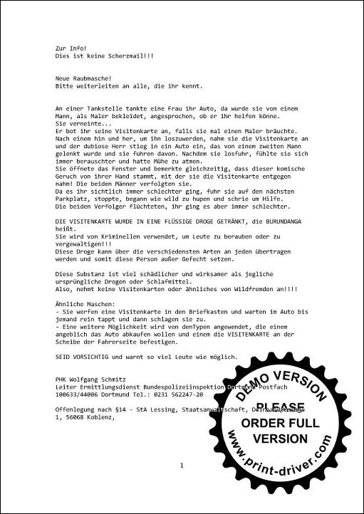 Die alte E-Mail zur Warnung Die alte E-Mail zur Warnung