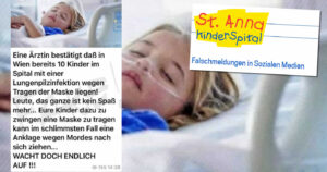 Kinderspital bestätigt: Kein einziges Kind ist aufgrund des Tragens von MNS an einer Pilz-Infektion erkrankt.