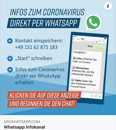 Infos zum Coronavirus per WhatsApp