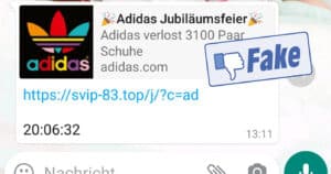 Be careful with Adidas competitions that you receive via WhatsApp!