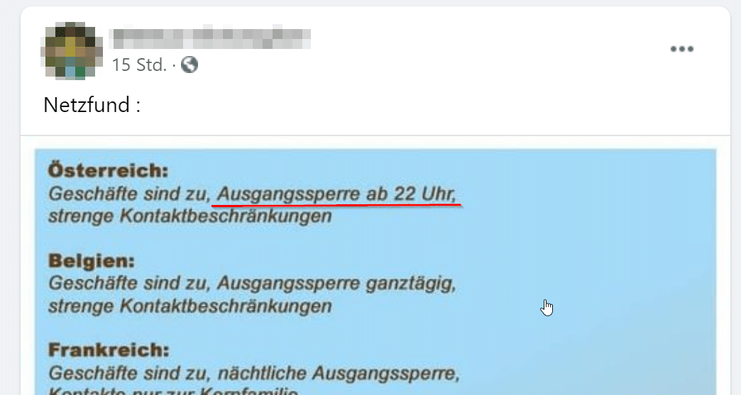In Österreich gibt es keine Ausgangssperre ab 22 Uhr – mimikama.org In Österreich gibt es keine Ausgangssperre ab 22 Uhr