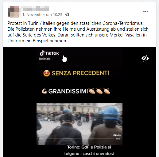Italienische Polizei hat sich nicht einem Corona Protest angeschlossen. – mimikama.org Faktencheck italiensiche Polizei