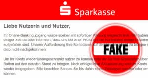 Warning about fraudulent phishing emails from “Sparkasse”
