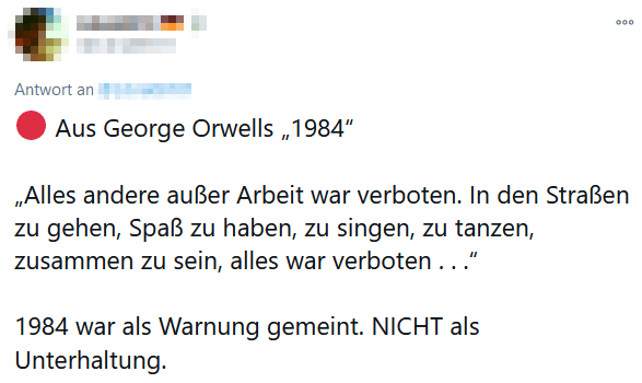 Das angebliche Zitat aus dem Roman von George Orwell