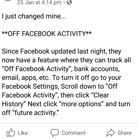 Warnung vor der Off Facebook Activity