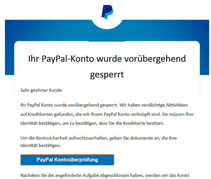 Falsche „PayPal" Mail unterwegs