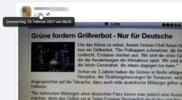 Mutti, pack den Griller weg, die Grünen haben ein Grillverbot ausgesprochen! – mimikama.org Grillverbot