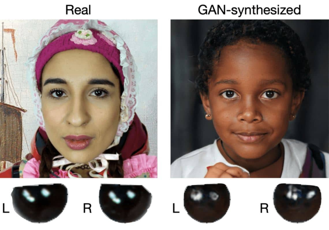 Screenshot comparison real and fake portrait (c) Lyu et. al 
