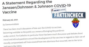 Johnson & Johnson Impfstoff: abgetriebene Föten? [Faktencheck]