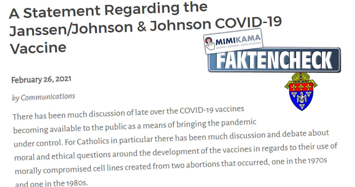 Alter Vorwurf in neuer Form: Die Erzdiözese New Orleans spricht von moralisch kompromittiertem Impfstoff von Johnson & Johnson.