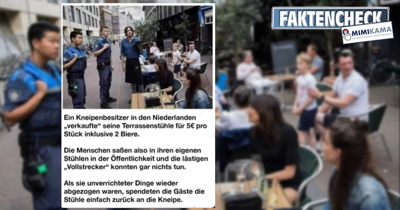 Faktencheck: Terrassenstühle und zwei Biere zum Verkauf in den Niederlanden