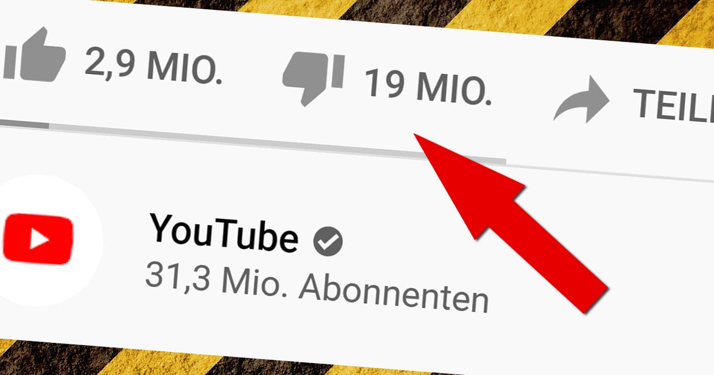 YouTube zeigt Dislike-Anzahl nicht mehr an