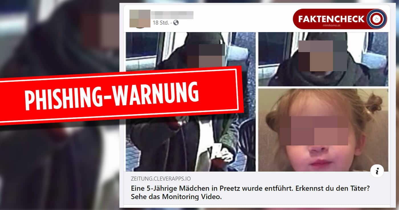 Facebook-Phishing: Falschmeldung über entführtes 5-jähriges Mädchen