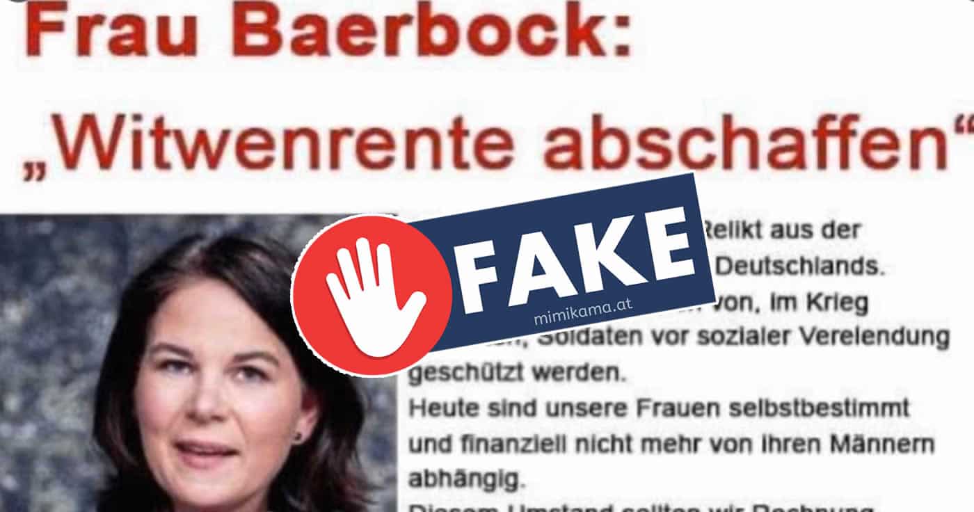 Baerbock Aussage über Witwenrente ist ein Fake!