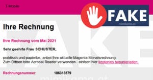 Fraudsters pose as “Telekom Magenta”.
