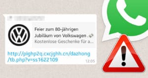 WhatsApp-Warnung: „Feier zum 80-jährigen Jubiläum von Volkswagen“
