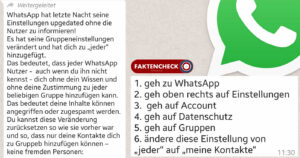 Kettenbrief: „WhatsApp hat letzte Nacht seine Einstellungen upgedatet…“