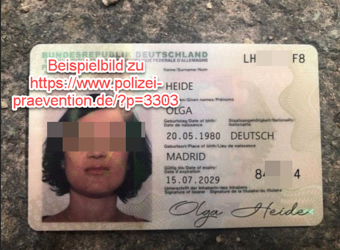 Ausweis anonymisiert / Landeskriminalamt Niedersachsen