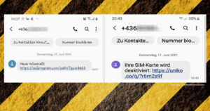 Neue Fake-SMS „Voice-Mail“ und „SIM-Karte deaktiviert“ im Umlauf