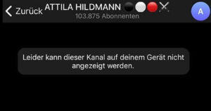 Attila Hildmanns Telegram-Kanal mit über 100.000 Abonnenten gesperrt.