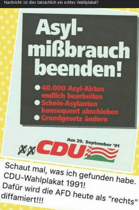 Das damalige Wahlplakat der CDU