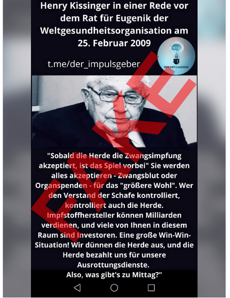 Das Sharepic mit dem angeblichen Kissinger-Zitat