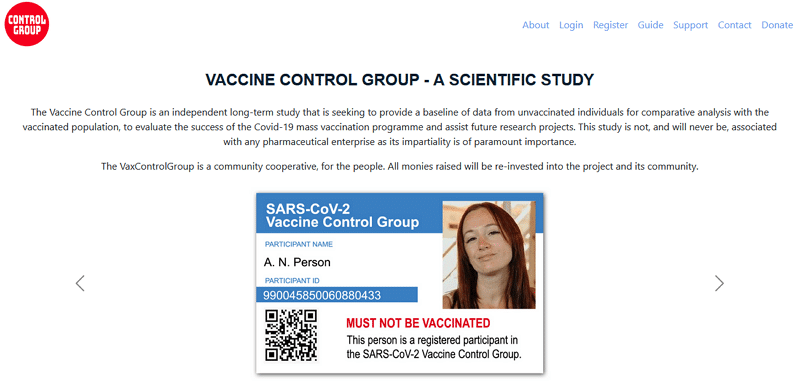 Die Seite der "Vaccine Control Group"
