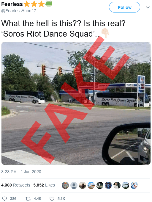 Tweet mit gefälschtem Bild der Antifa-Busse