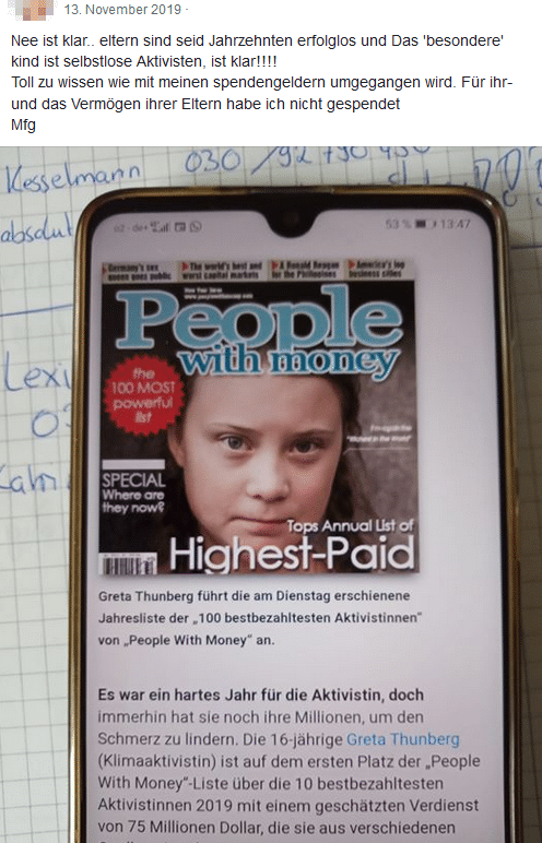Ist Greta Thunberg wirklich die bestbezahlte Aktivistin der Welt? (Faktencheck) – mimikama.org War Greta auch 2019 die bestbezahlte Aktivistin?