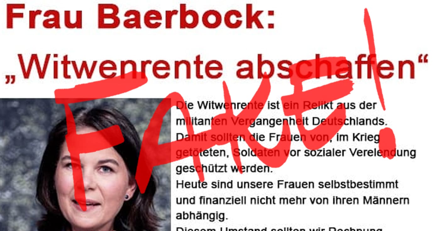Sharepic Aussage Frau Baerbock: „Witwenrente abschaffen“