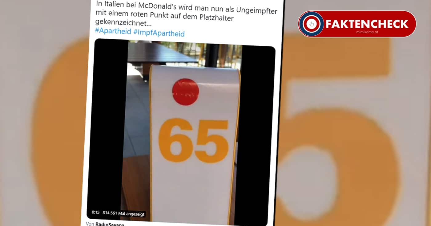 Die McDonald's Platzkarte mit dem roten Punkt (Faktencheck)