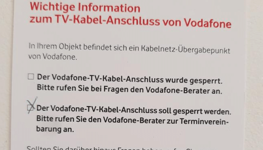 Unseriös: Postkarte kündigt Sperre des TV-Kabel-Anschlusses an – mimikama.org Foto: Verbraucherzentrale Rheinland-Pfalz