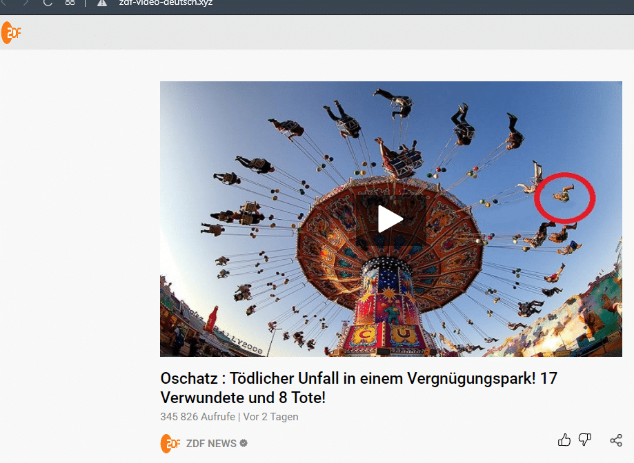 Screenshot der gefälschten ZDF-Webseite