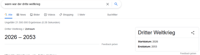 Nein, Google prophezeit nicht den Dritten Weltkrieg! – mimikama.org Prophezeit Google den Dritten Weltkrieg?
