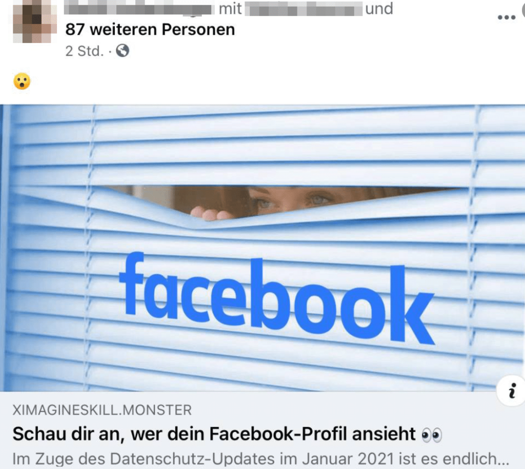 Cyberkriminelle haben es auf Dein Facebook-Konto abgesehen! – mimikama.org Screenshot: Facebook