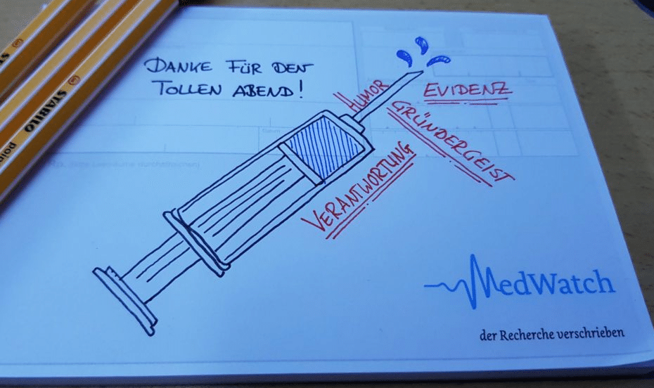 Eine Zeichnung, die ein MedWatch-Leser gemacht hat, nachdem er an einem der Stammtische für Mitglieder teilgenommen hat.