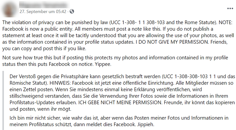 Der Kettenbrief über das Römische Statut
